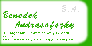 benedek andrasofszky business card